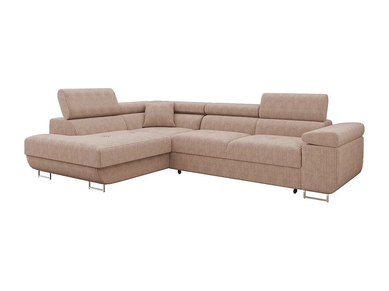 Sofá rinconero Comfivo Eliferu 100, Rosa, Función de descanso, Almacenaje, 274x203x70cm