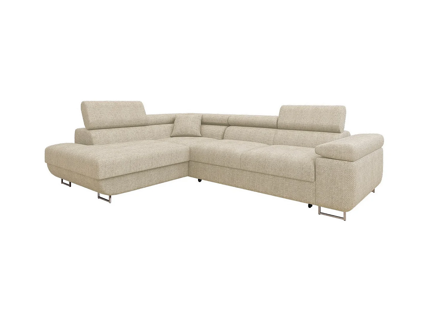 Canapé d'angle Comfivo Eliferu 101, Brun clair, Fonction de couchage, Boîte de literie,