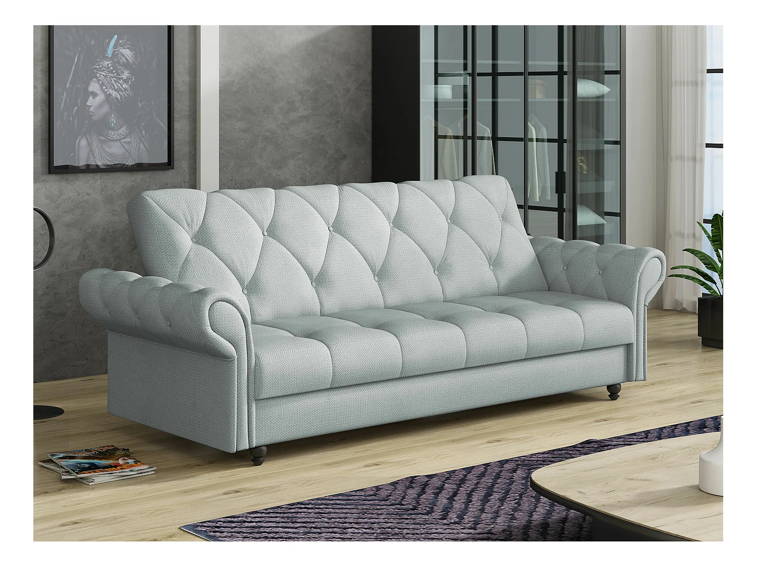 Canapé convertible Columbus 209, Boîte de literie, 90x240x90cm
