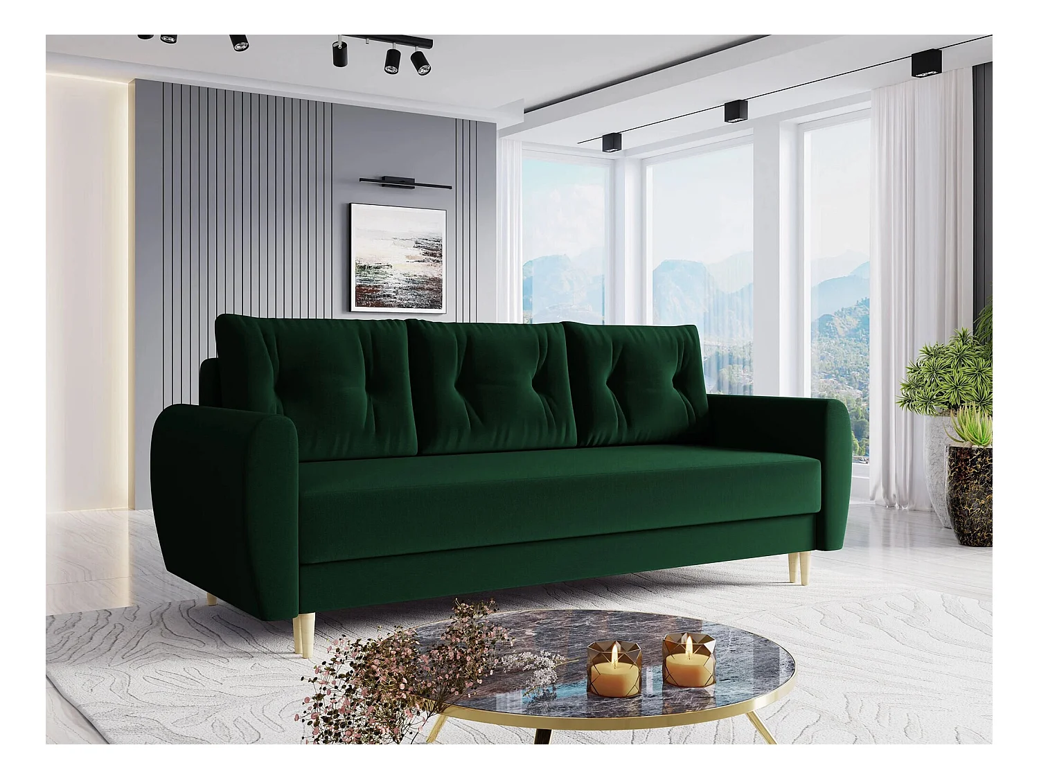 Sofá-cama Memphis 143, Almacenaje, 95x227x82cm