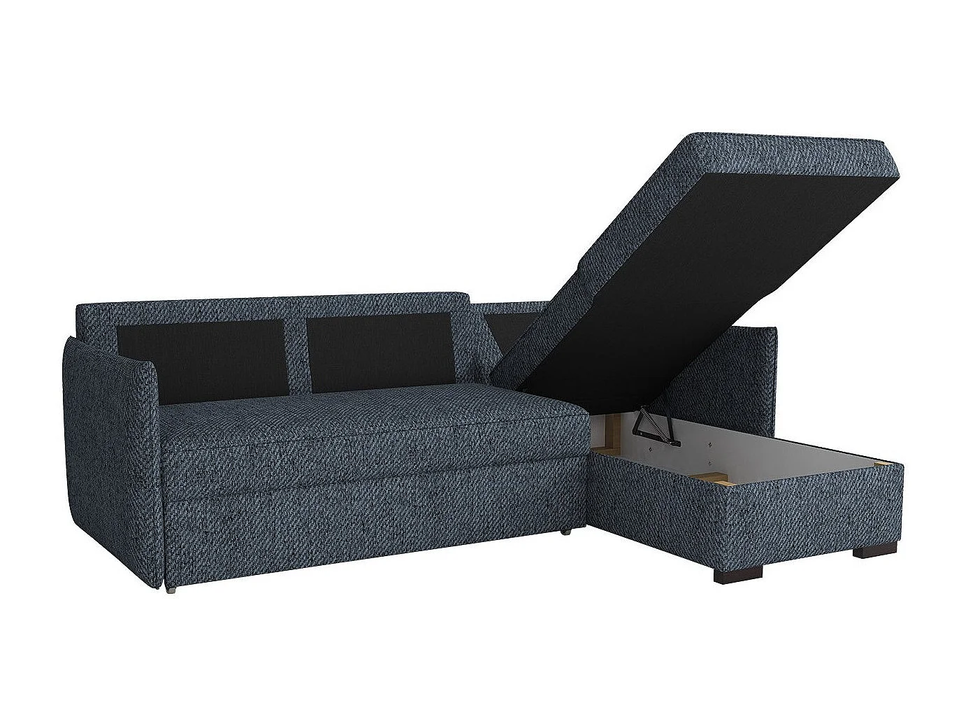 Sofá rinconero Columbus 208, Azul, Función de descanso, Almacenaje, 220x160x90cm