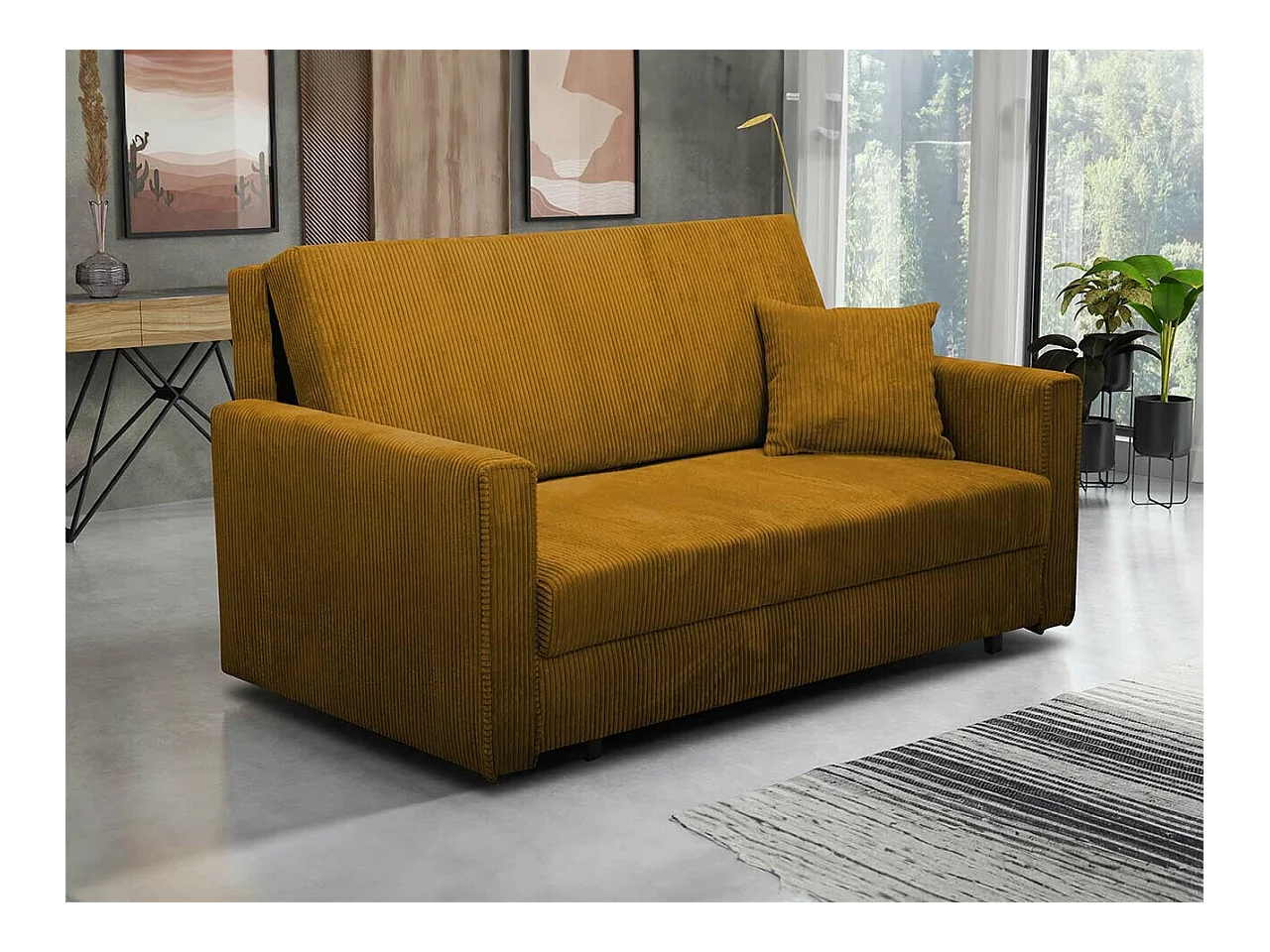 Canapé convertible Columbus 188, Boîte de literie, 85x153x98cm, Mobilier déjà assemblé