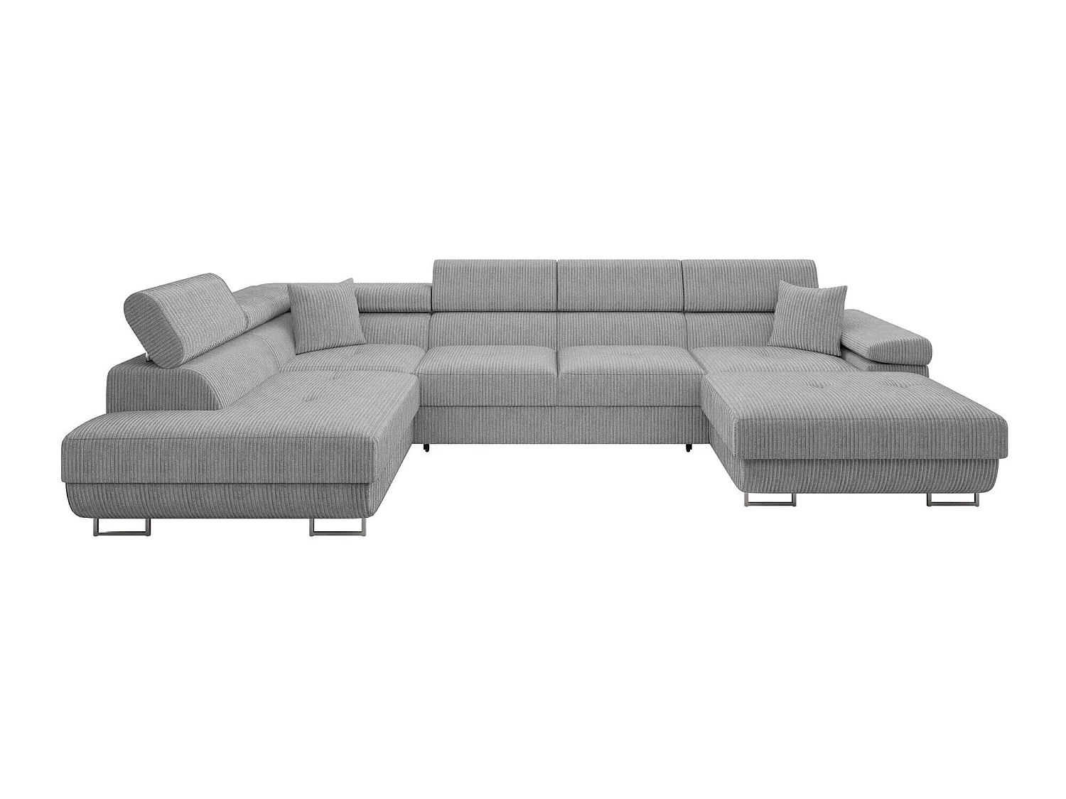 Canapé d'angle convertible 3 places en tissu gris 346x203x70 cm