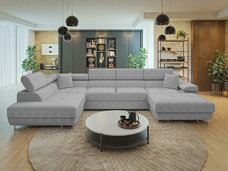 Divano angolare Comfivo Eliferu 103, Grigio, Con, 346x203x70cm