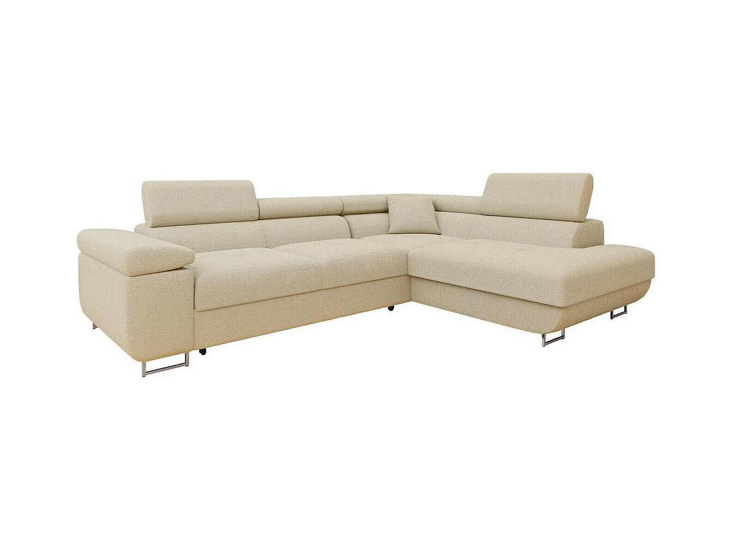 Canapé d'angle Comfivo Eliferu 101, Brun clair, Fonction de couchage, Boîte de literie,