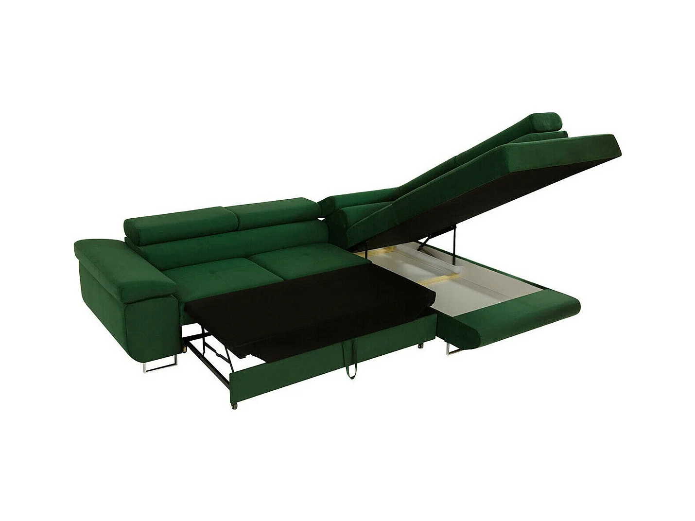 Canapé d'angle Comfivo Eliferu 101, Brun clair, Fonction de couchage, Boîte de literie,