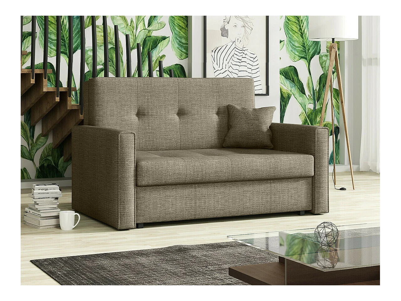 Canapé convertible Columbus 105, Boîte de literie, 85x133x98cm, Mobilier déjà assemblé