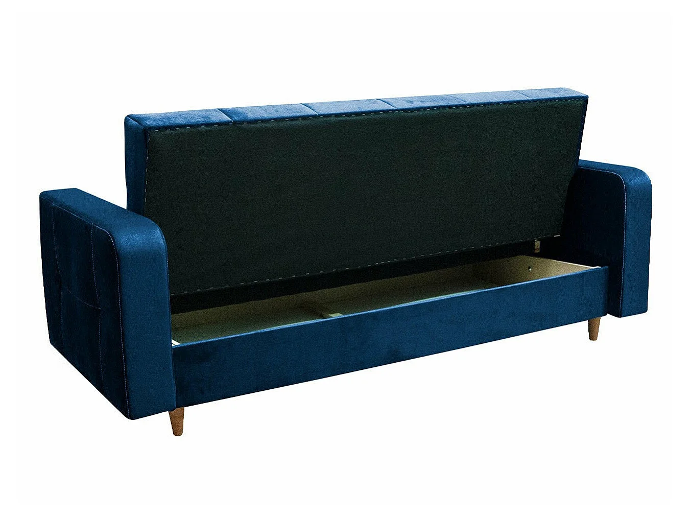 Canapé convertible clic-clac 2 places en tissu bleu EDINBURG 98x223x93 cm
