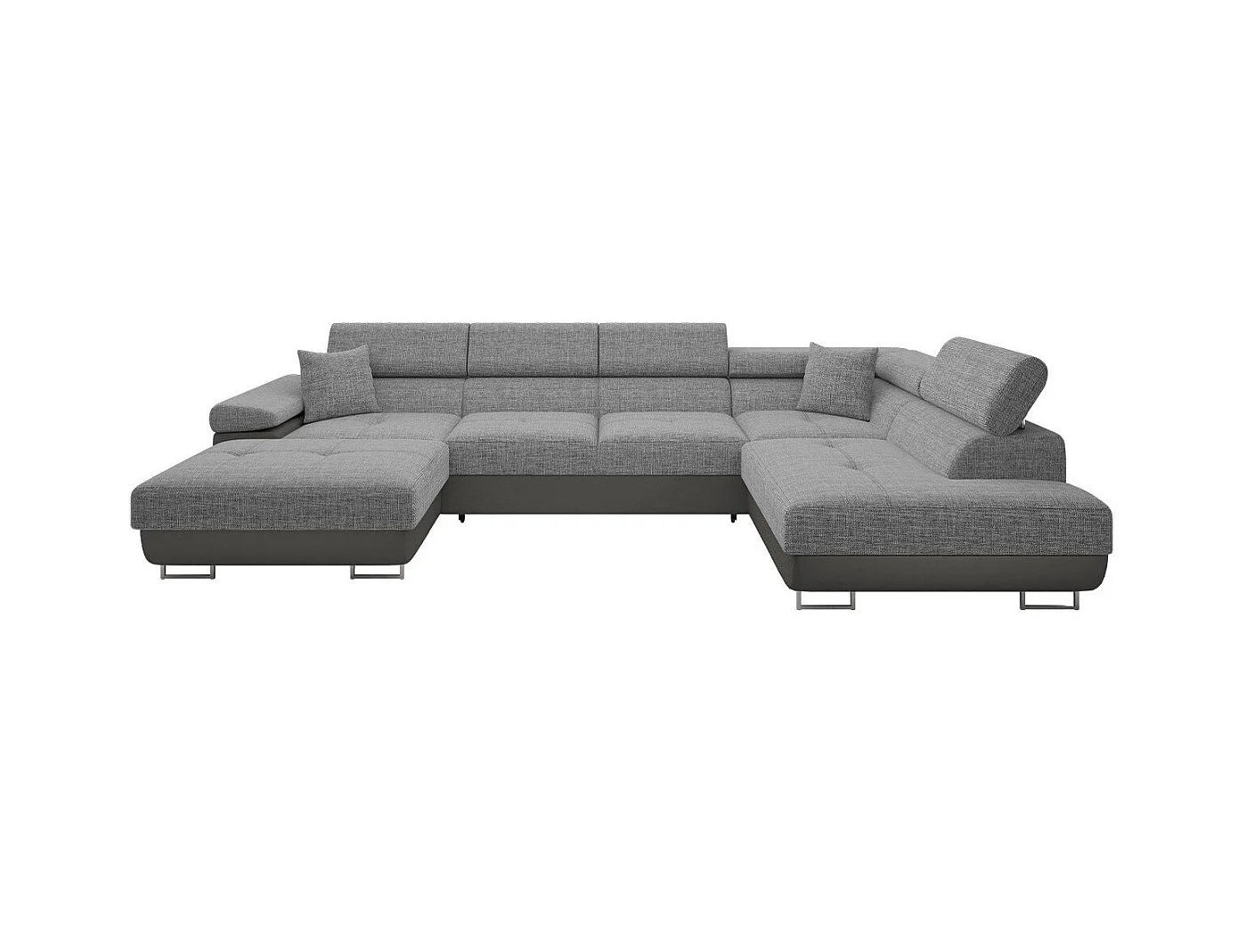 Canapé d'angle Comfivo Eliferu 103, Gris, Fonction de couchage, Boîte de literie, 346cm