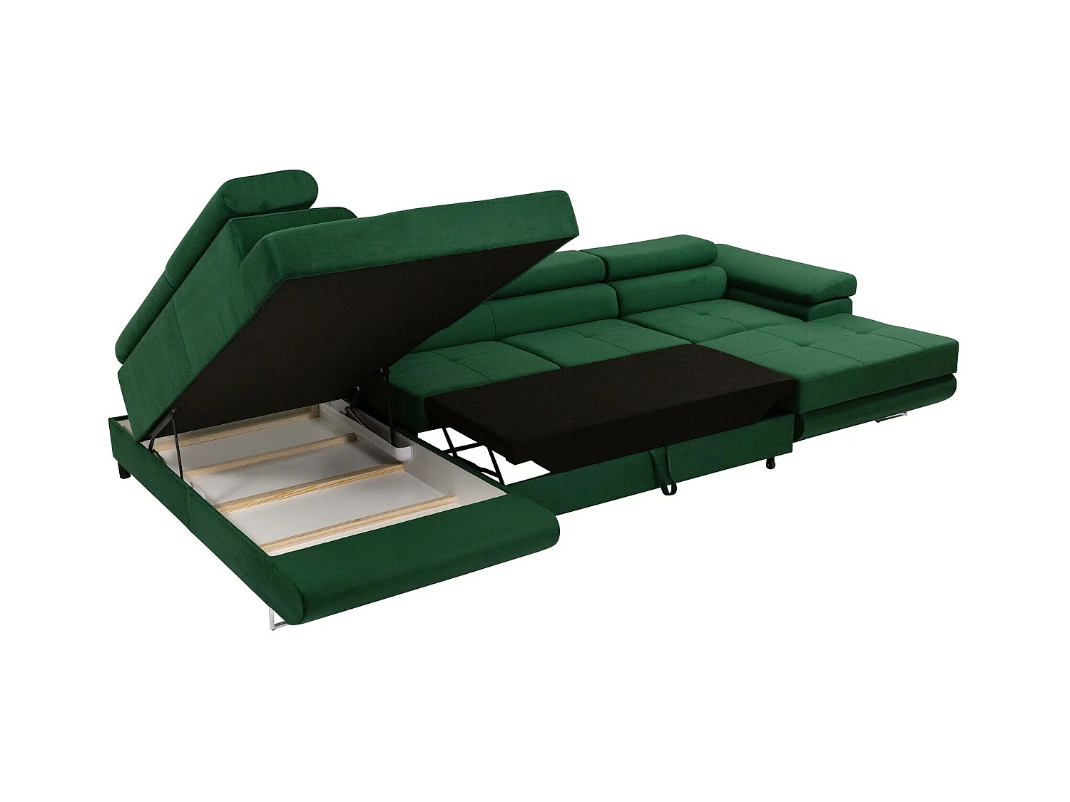 Canapé d'angle Comfivo Eliferu 103, Gris, Fonction de couchage, Boîte de literie, 346cm