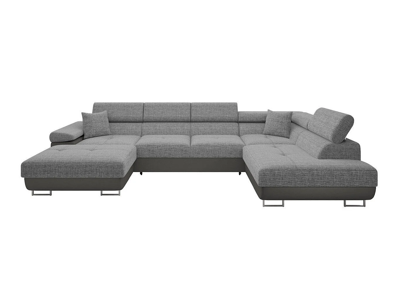 Canapé d'angle convertible 3 places en tissu gris 346x203x70 cm