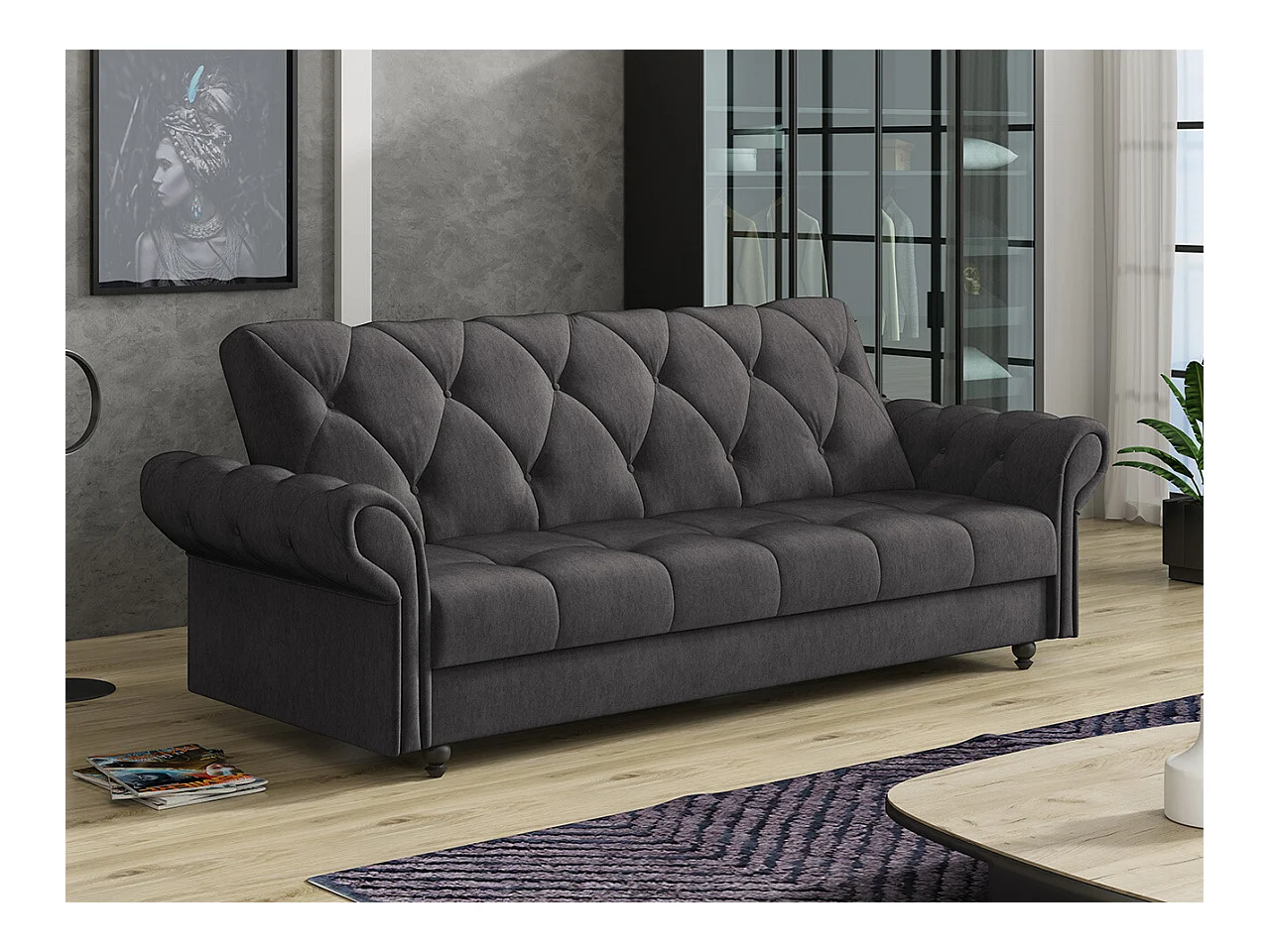 Canapé convertible Columbus 209, Boîte de literie, 90x240x90cm