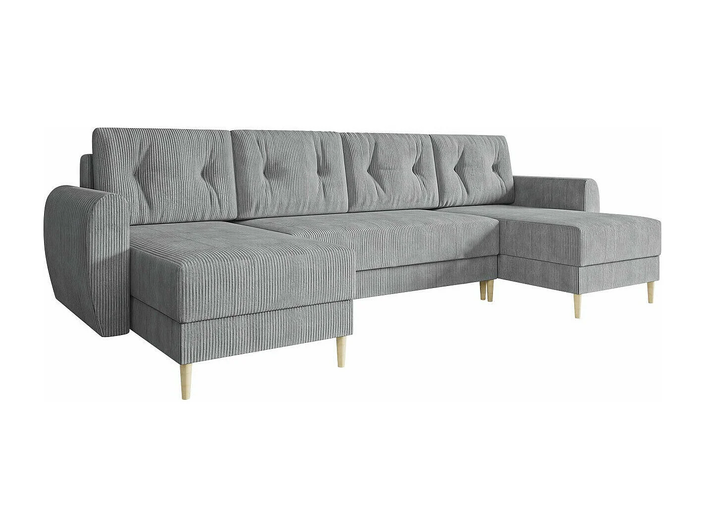 Canapé d'angle Memphis 140, Gris, Fonction de couchage, Boîte de literie, 307x139x95cm