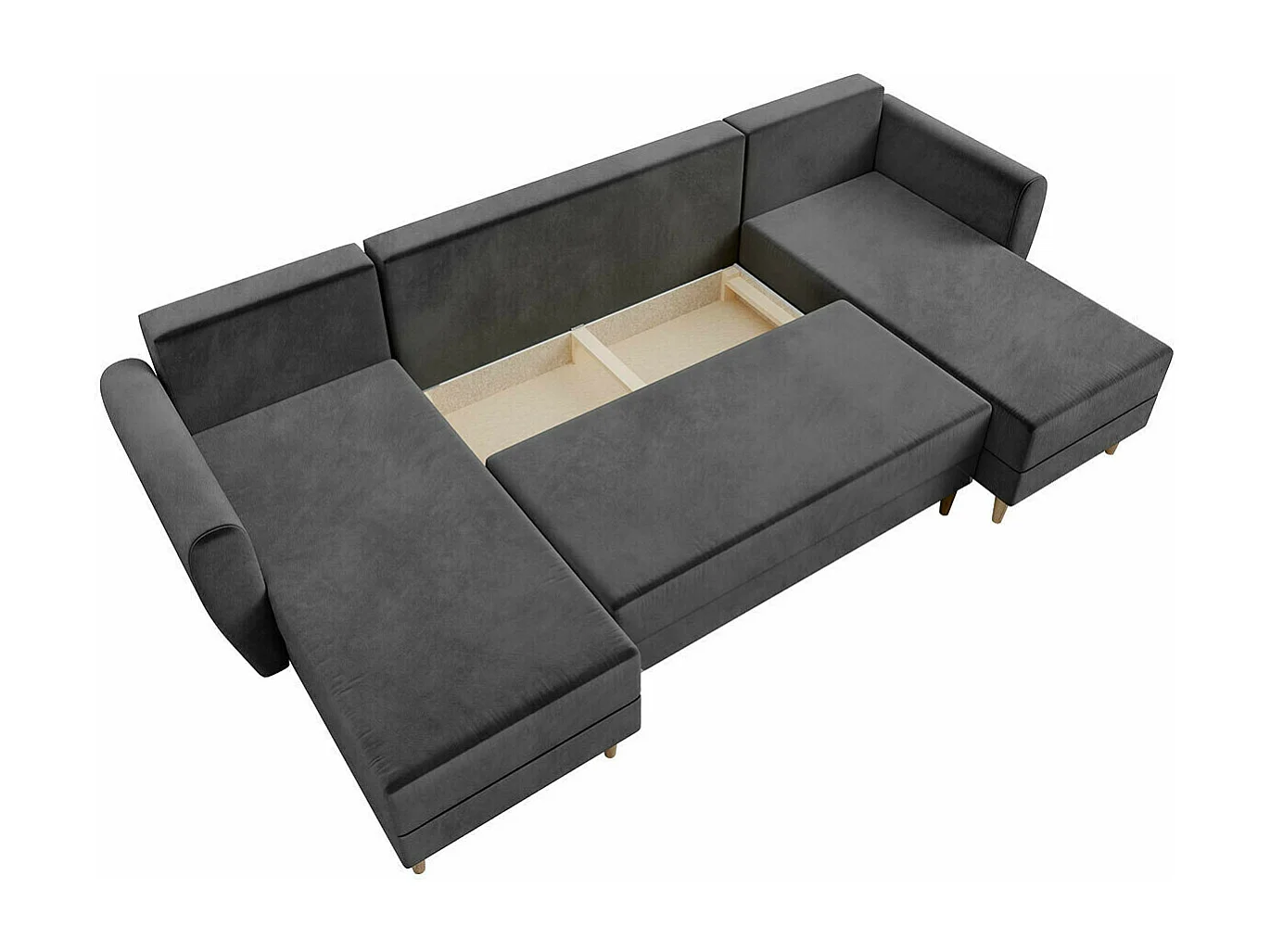 Canapé d'angle Memphis 140, Gris, Fonction de couchage, Boîte de literie, 307x139x95cm