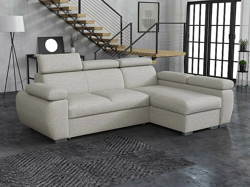 Sofá de canto Columbus 132, Cinzento, Funcionalidade de dormir