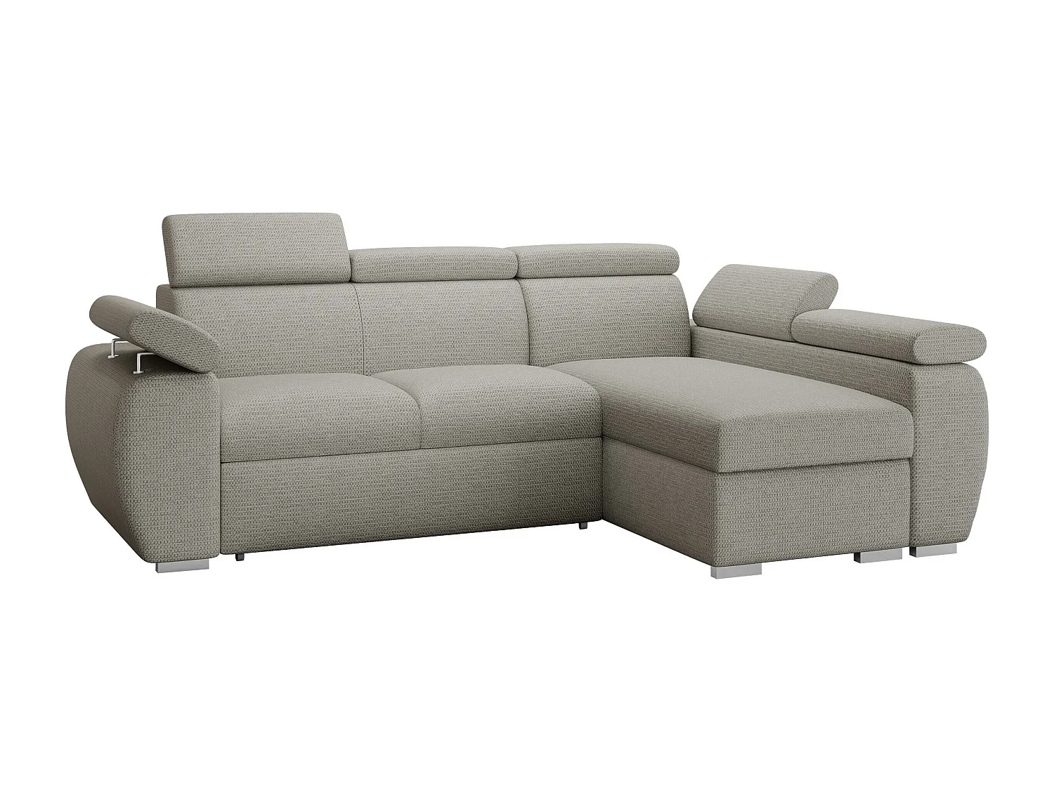 Canapé d'angle Columbus 132, Gris clair, Disponible, 255x170x85cm
