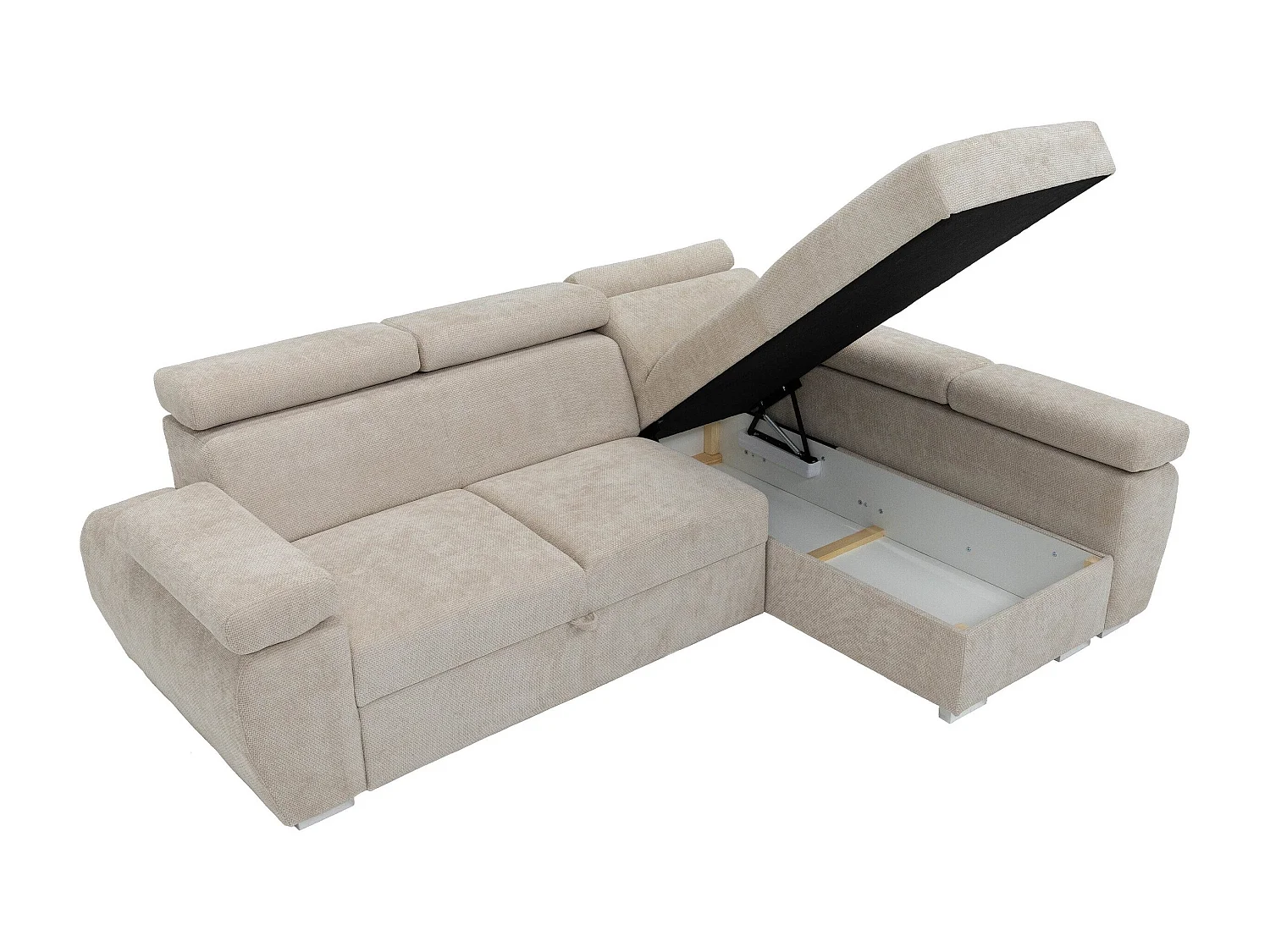 Canapé d'angle Columbus 132, Gris clair, Disponible, 255x170x85cm