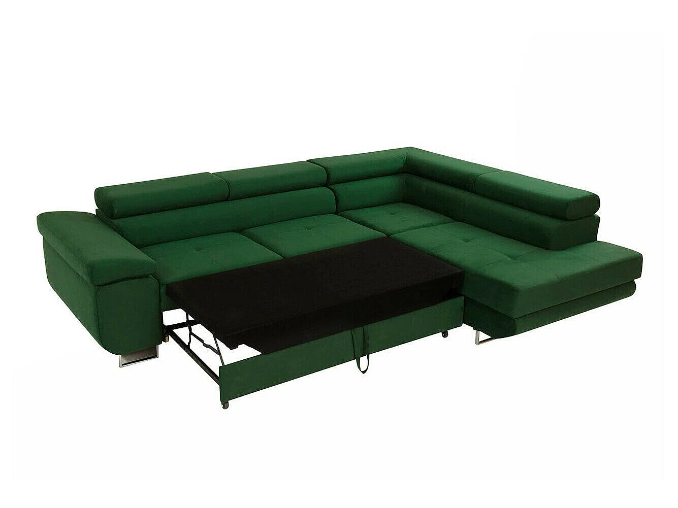 Canapé d'angle convertible 3 places en tissu rouge 274x203x70 cm