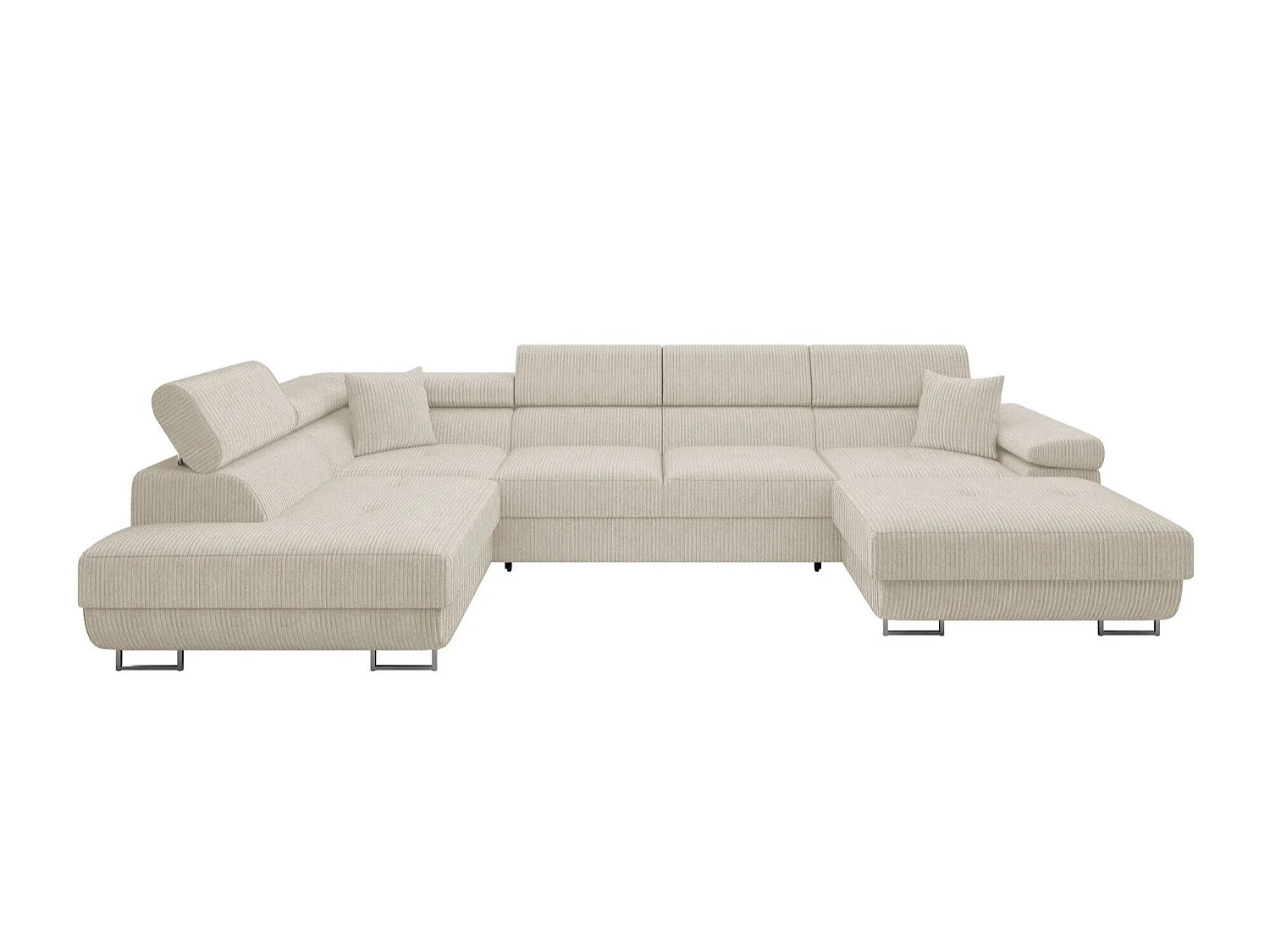 Canapé d'angle convertible 3 places en tissu brun 346x203x70 cm