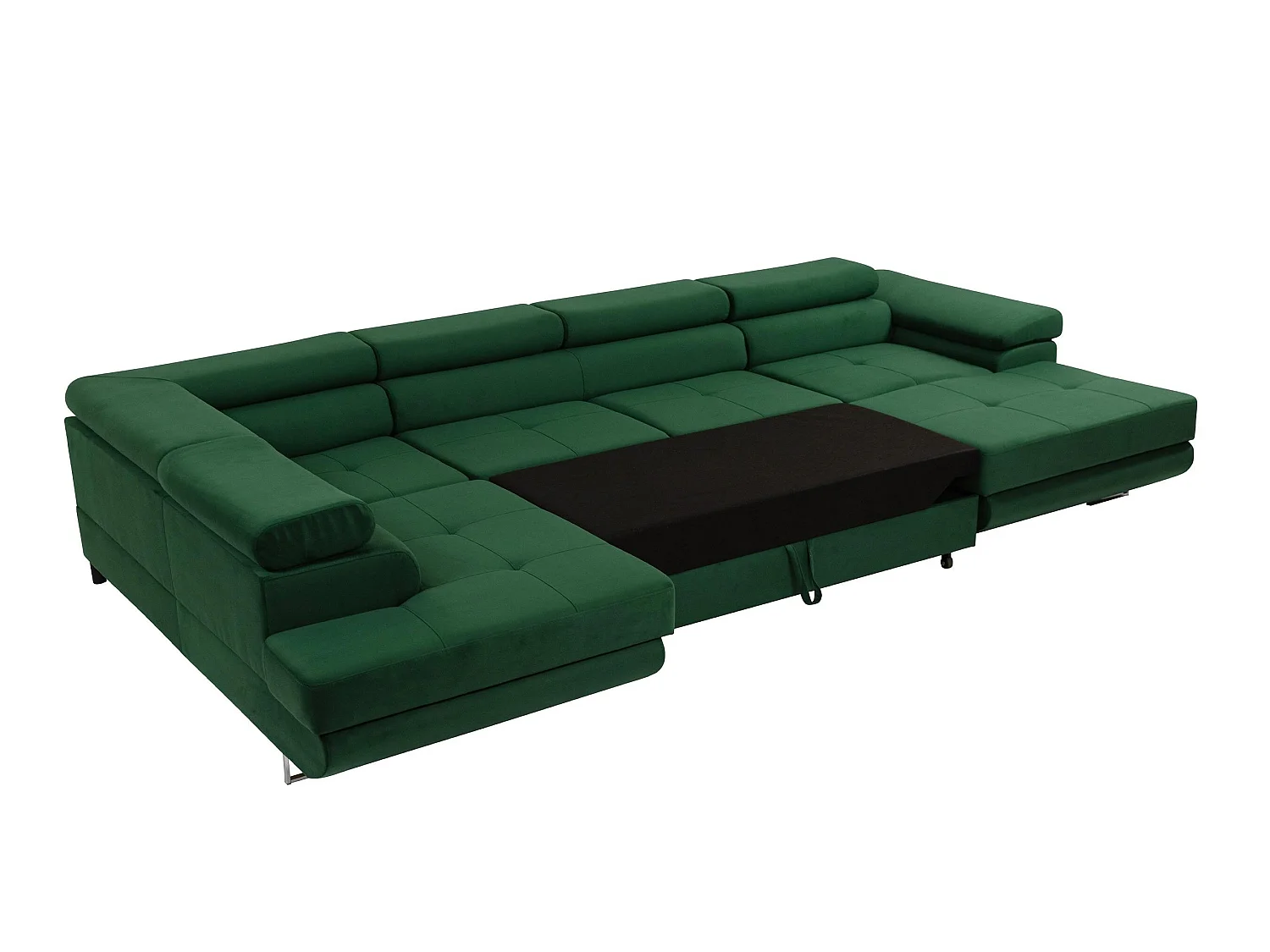 Canapé d'angle convertible 3 places en tissu brun 346x203x70 cm