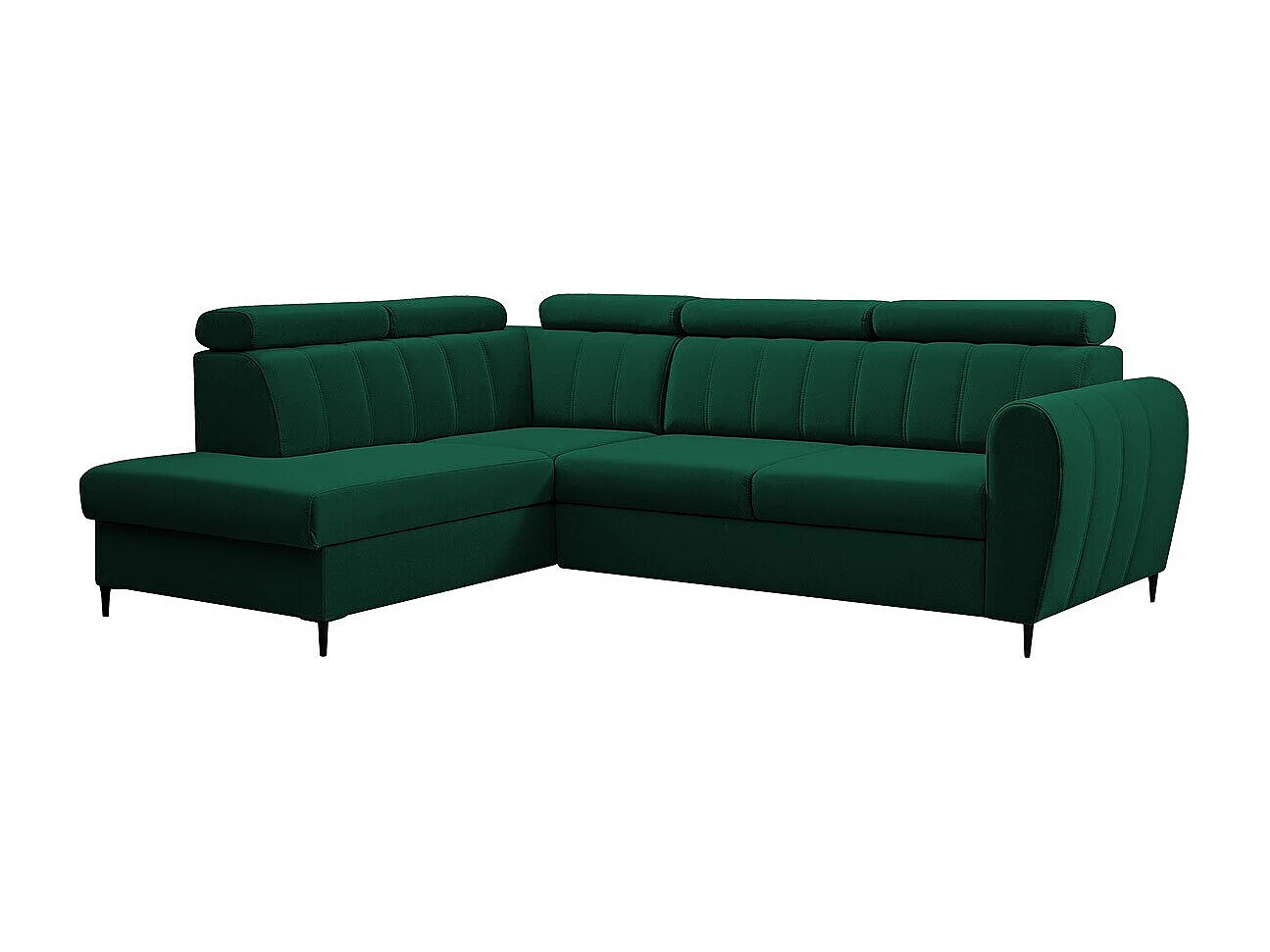 Sofá rinconero Temple 125, Verde, Función de descanso, Almacenaje, 264x200x90cm