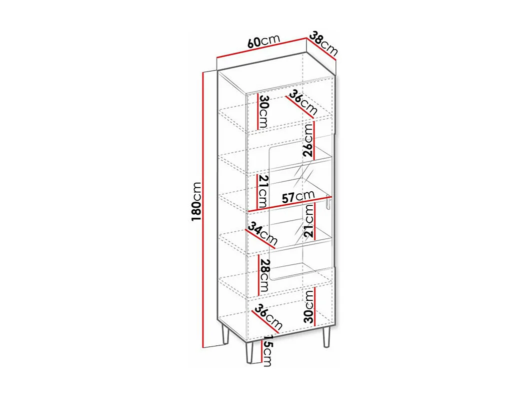 Estantería Comfivo Mavmono 107, Con puertas|Cerrable, Vidrio|MDF|Aglomerado laminado,