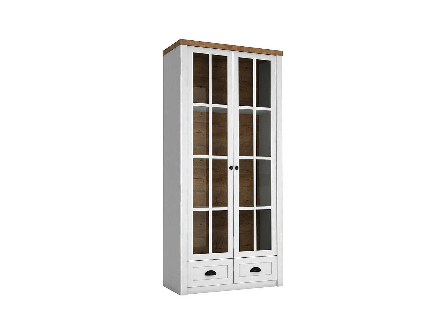 Étagère Ferdore 146, Fermé|Avec tiroirs|Avec des portes, Verre|MDF|Stratifié, 198x90x43cm