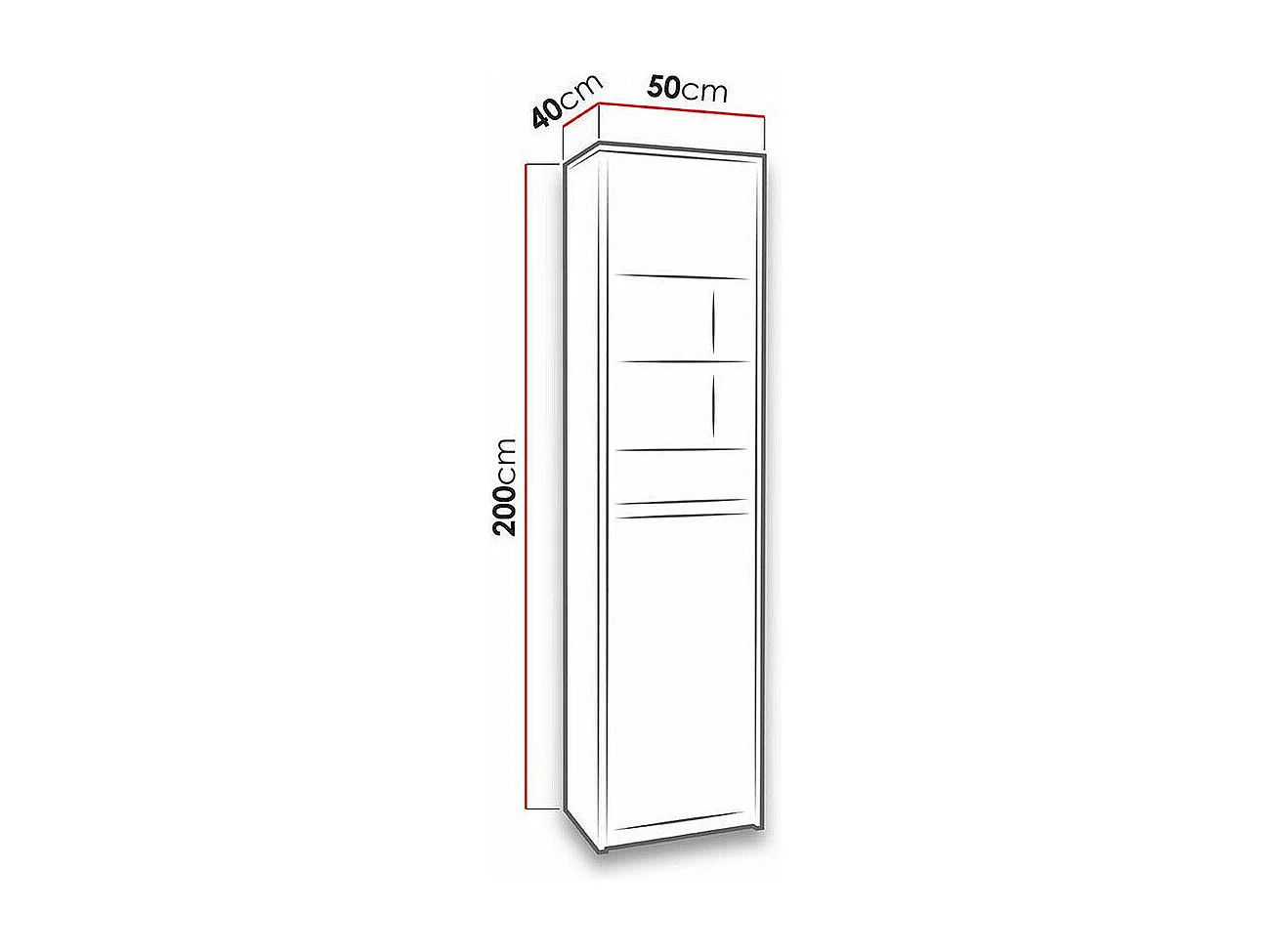 Estantería Fivelbo 113, Cerrable|Con puertas, Vidrio|Aglomerado laminado, 200x50x40cm