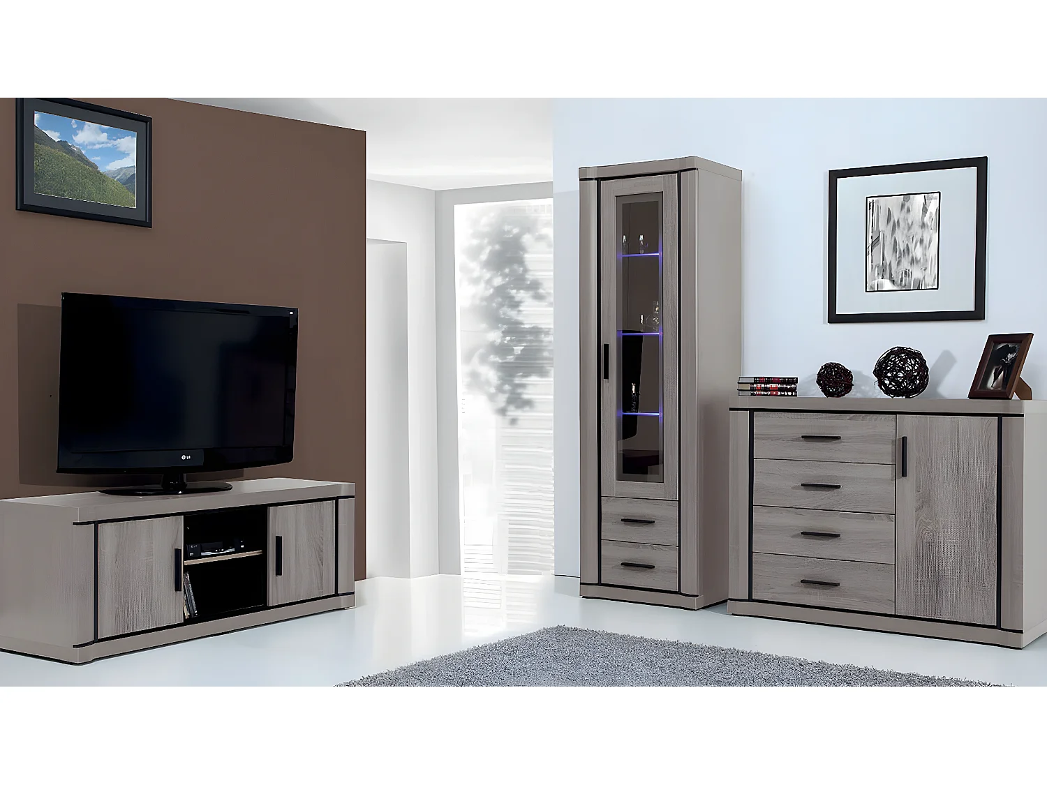 Estantería Lorelie 115, Con cajones|Con puertas|Cerrable, Número de puertas: 1, 192x58cm