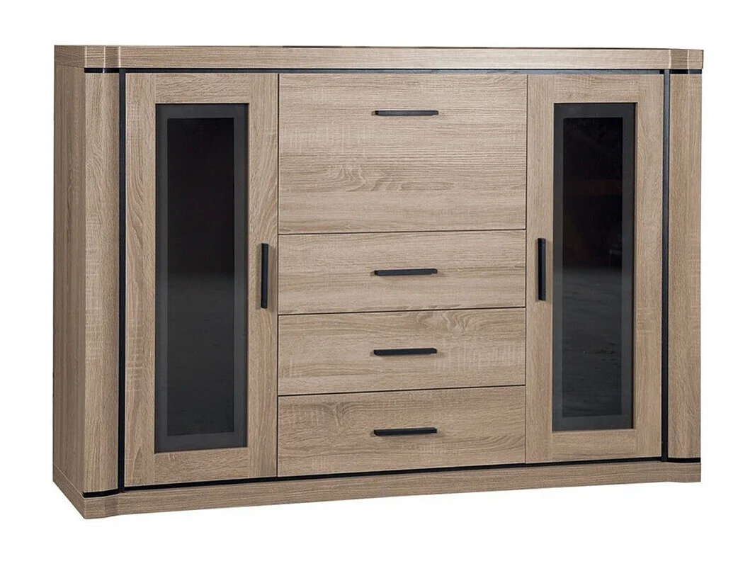 Commode Lorelie 106, Sonoma chêne, Avec tiroirs et portes, Nombre de tiroirs: 3, 111x44cm