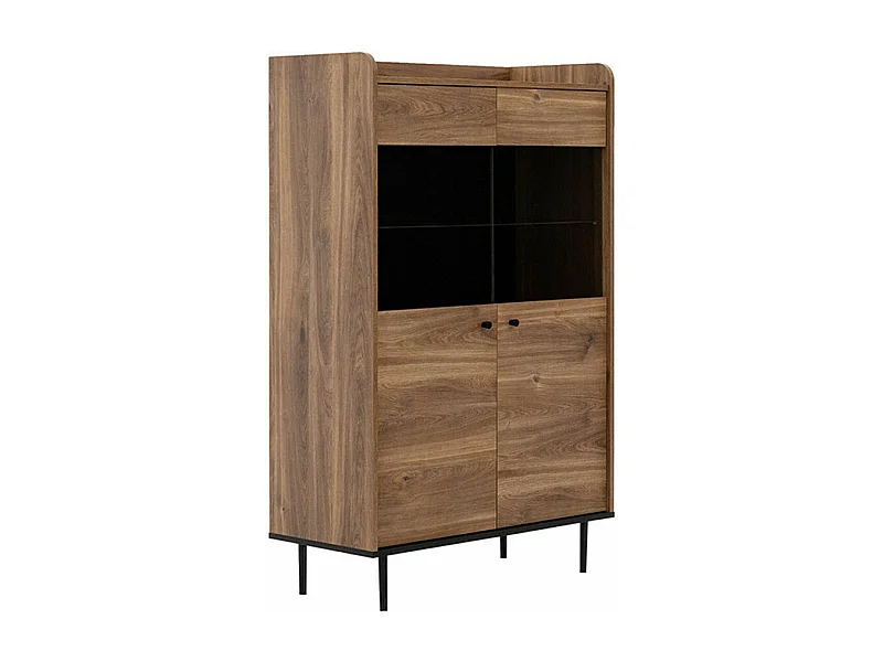 Estantería Ferenou 108, Con puertas|Cerrable, Vidrio templado|Aglomerado laminado, 140cm