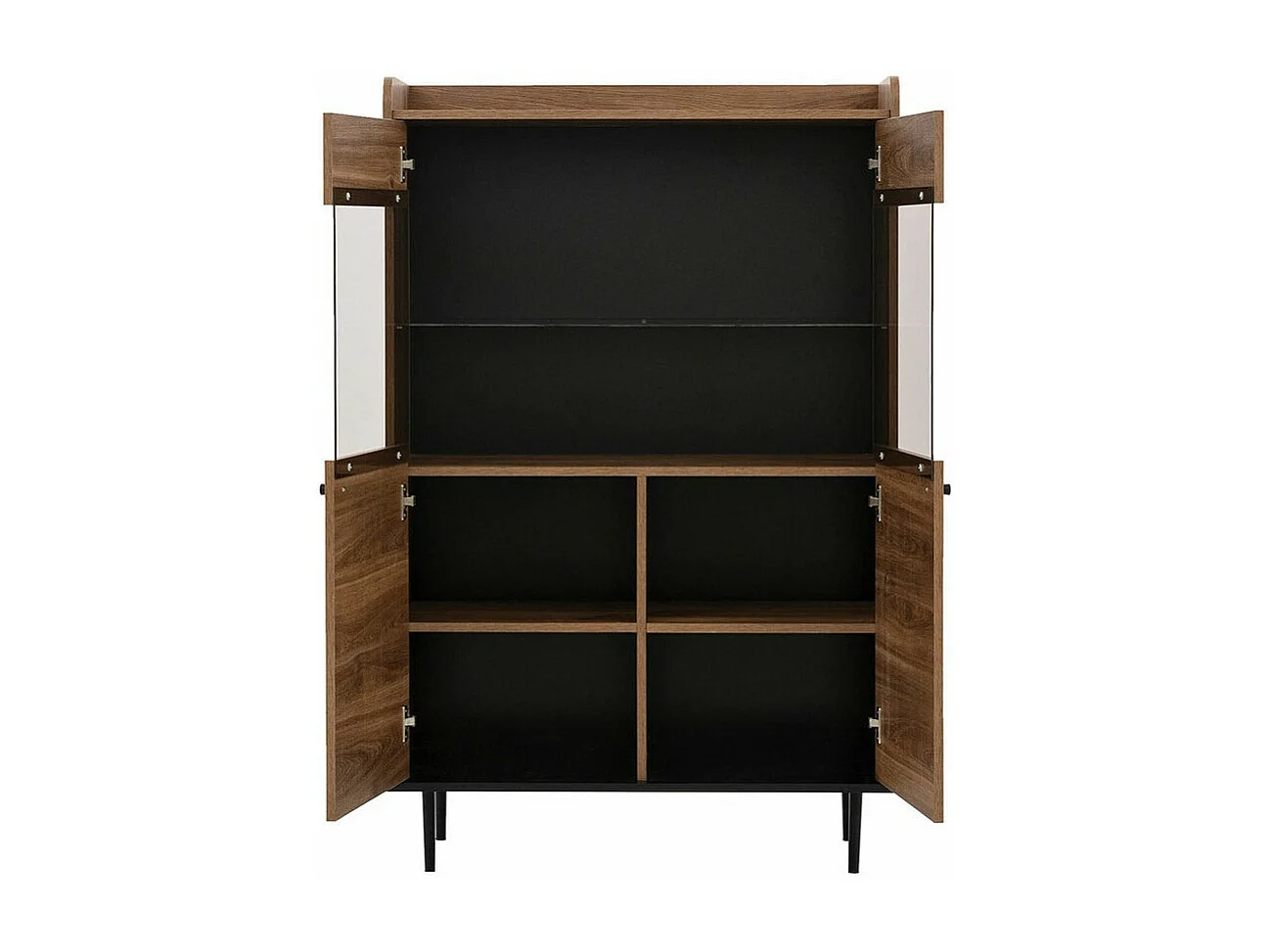 Estantería Ferenou 108, Con puertas|Cerrable, Vidrio templado|Aglomerado laminado, 140cm