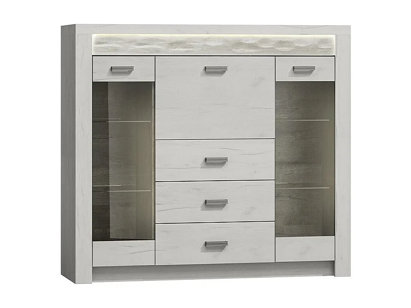 Cómoda Serfeno 105, Arte blanco, Con cajones y puertas, Número de cajones: 3, 122x137cm