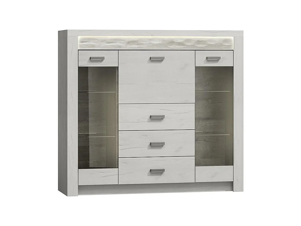 Commode Serfeno 105, Artisanat blanc, Avec tiroirs et portes, Nombre de tiroirs: 3, 122cm