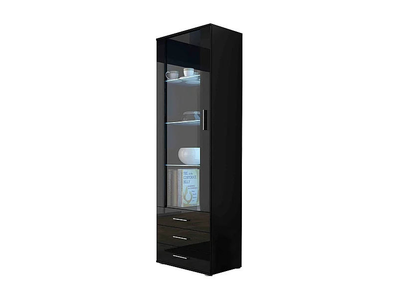 Estantería Tornola 102, Con puertas|Cerrable|Con cajones, Vidrio|Aglomerado laminado,