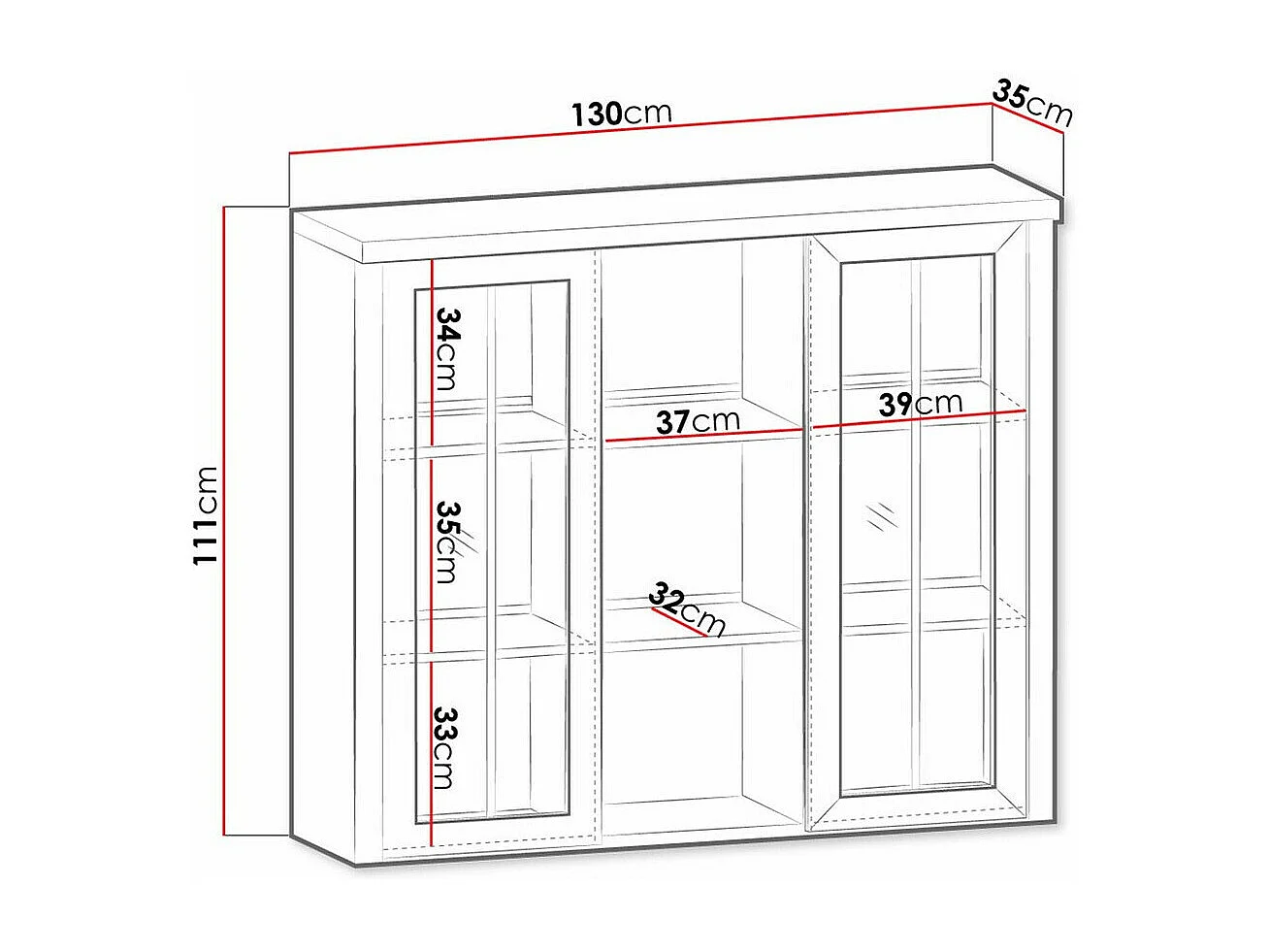 Aparador Ferdore 143, Roble de lefkada|Pino Anderson, 111x130cm, Número de puertas: 235cm