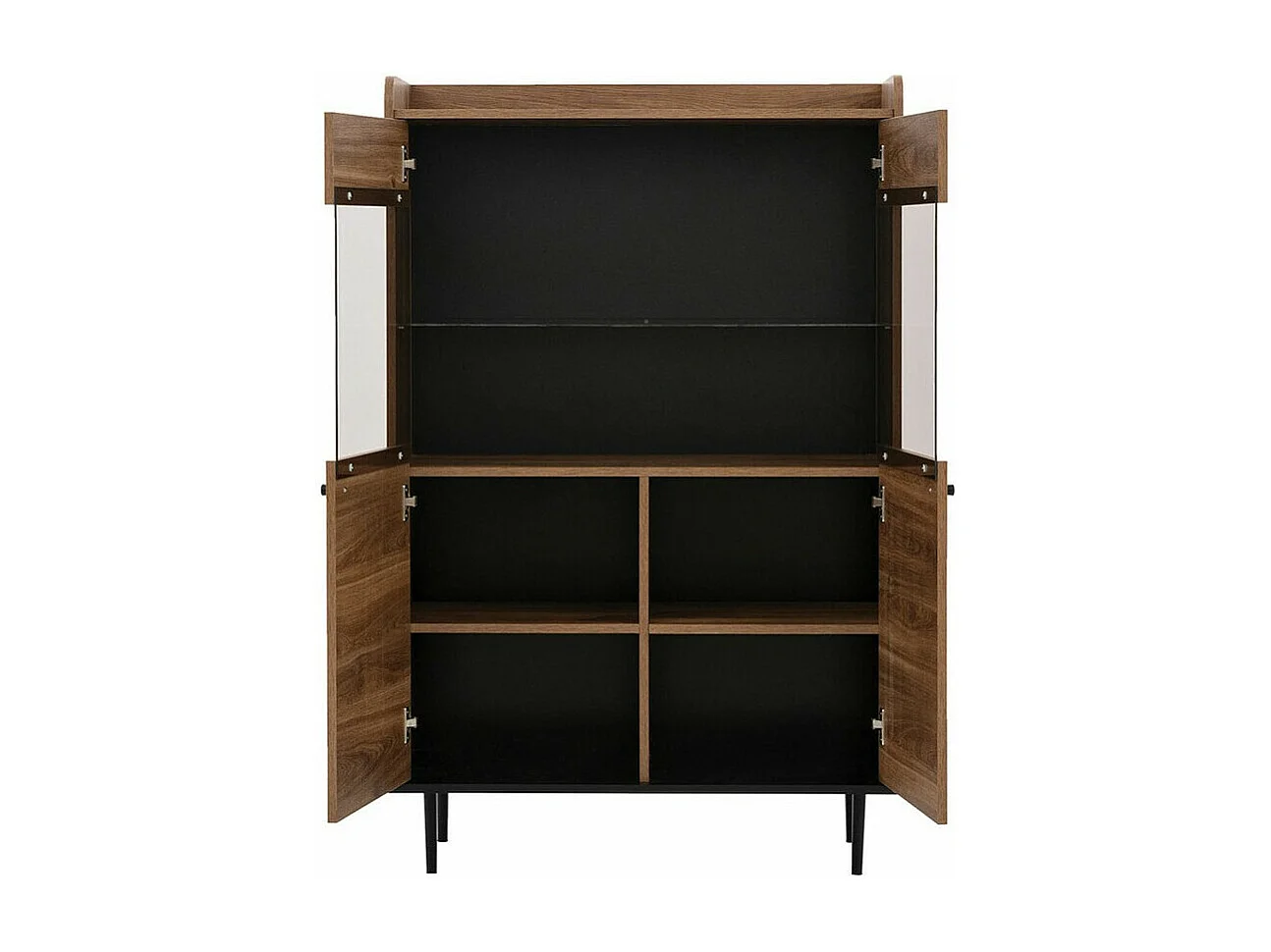 Estantería Ferenou 108, Con puertas|Cerrable, Vidrio templado|Aglomerado laminado, 140cm