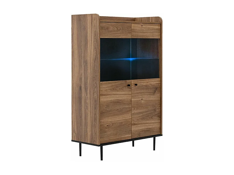 Estantería Ferenou 108, Con puertas|Cerrable, Vidrio templado|Aglomerado laminado, 140cm