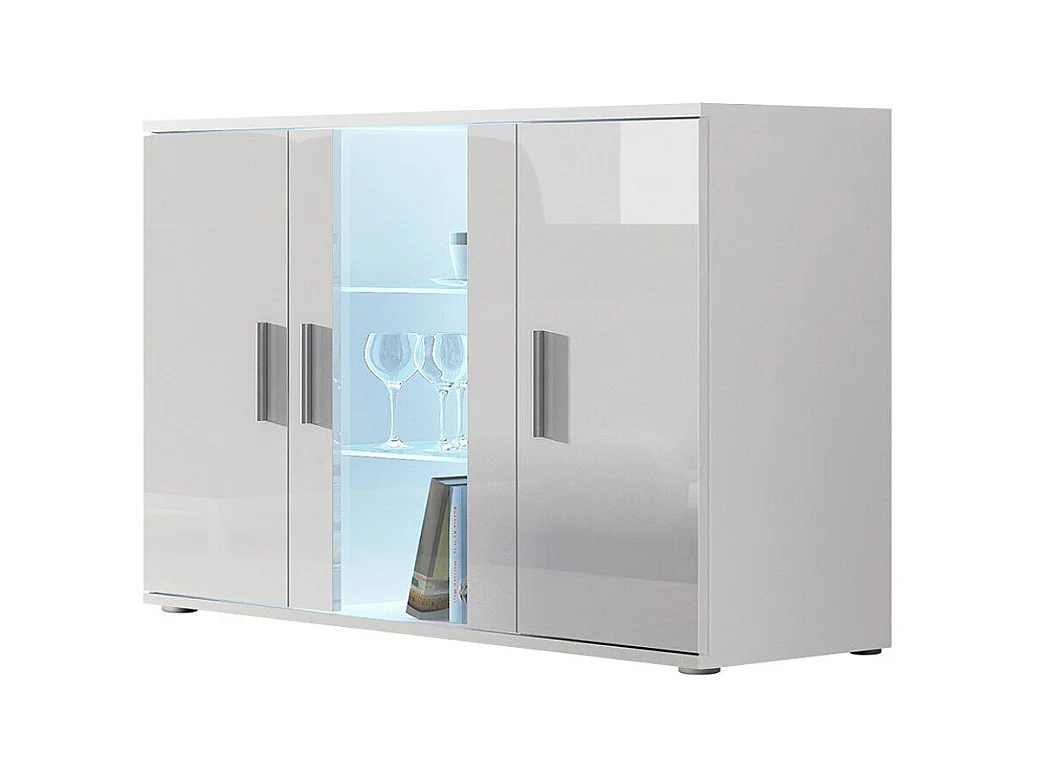 Buffet Tornola 106, Blanc|Blanc brillant, 80x120cm, Le nombre de portes: 341cm