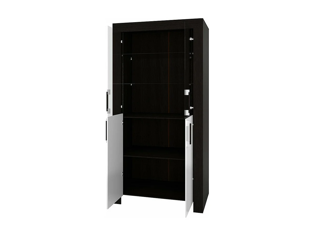 Estantería Melfeli 101, Cerrable|Con puertas, Vidrio|Aglomerado laminado, 201x100x42cm