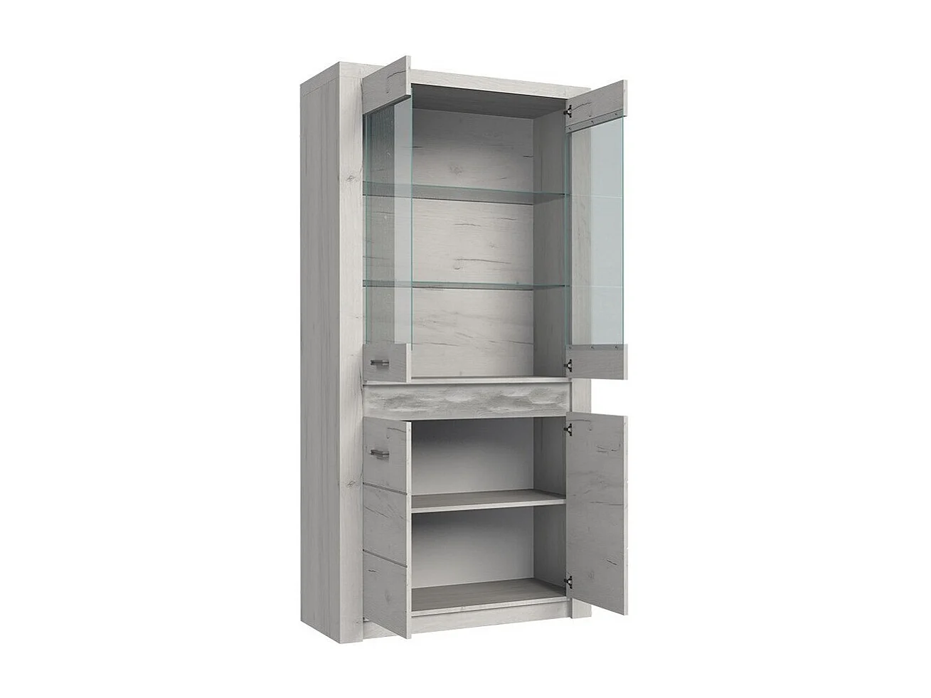 Estantería Serfeno 101, Cerrable|Con puertas, Vidrio|Aglomerado laminado, 192x93x42cm