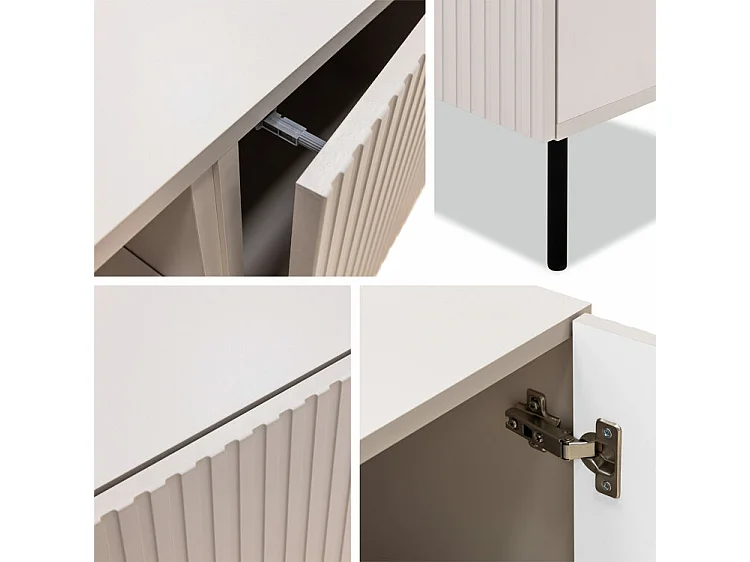 Estantería Livsevi 106, Con puertas|Cerrable, Vidrio templado|MDF|Aglomerado laminado,