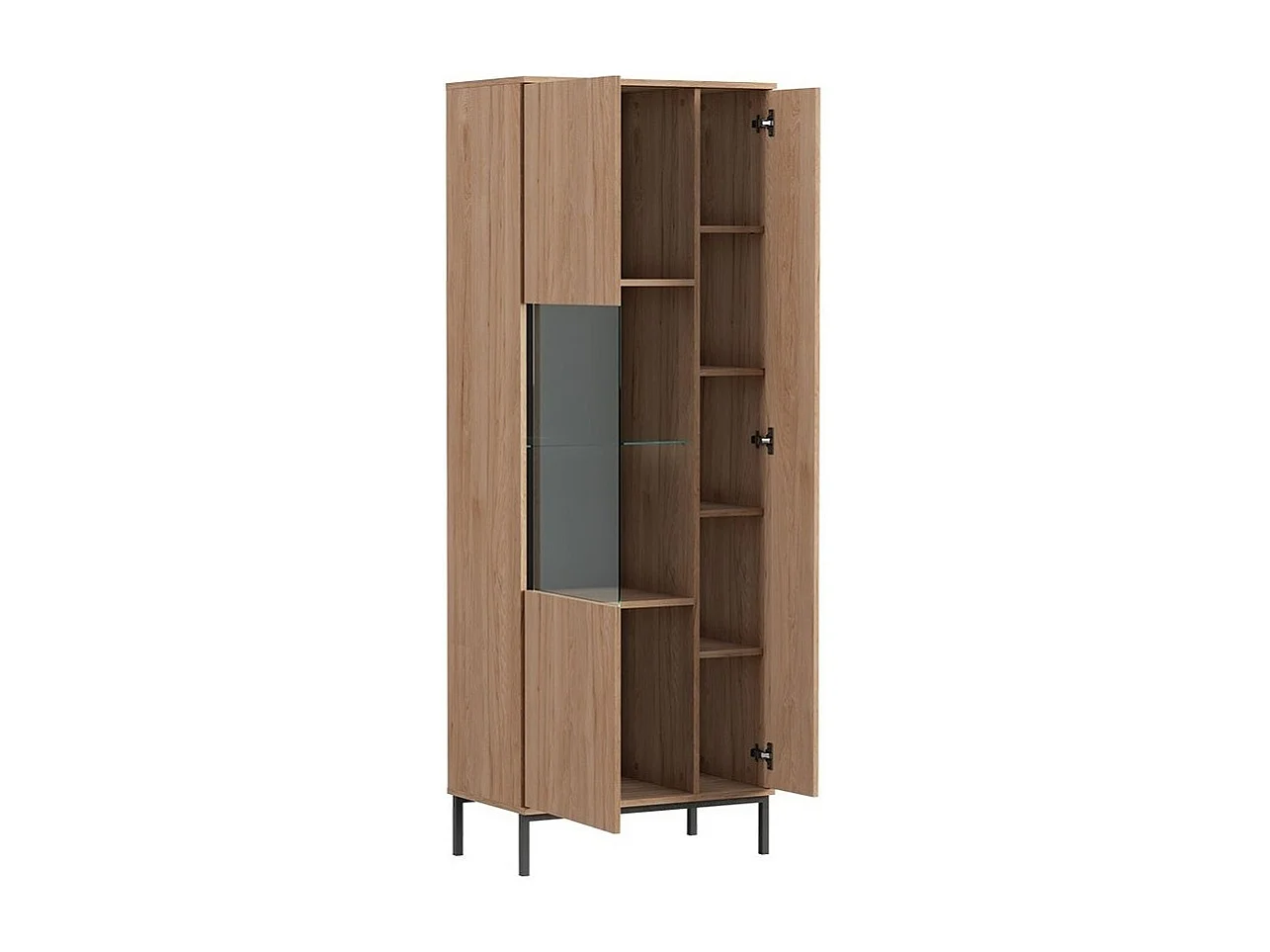 Estantería Lomsore 106, Cerrable|Con puertas, Vidrio|Aglomerado laminado, 190x70x41cm