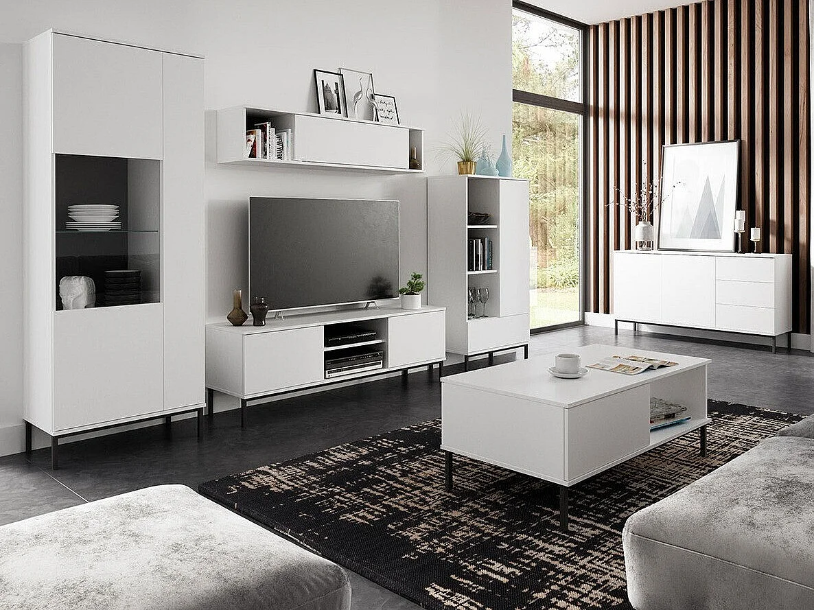 Estantería Lomsore 106, Cerrable|Con puertas, Vidrio|Aglomerado laminado, 190x70x41cm