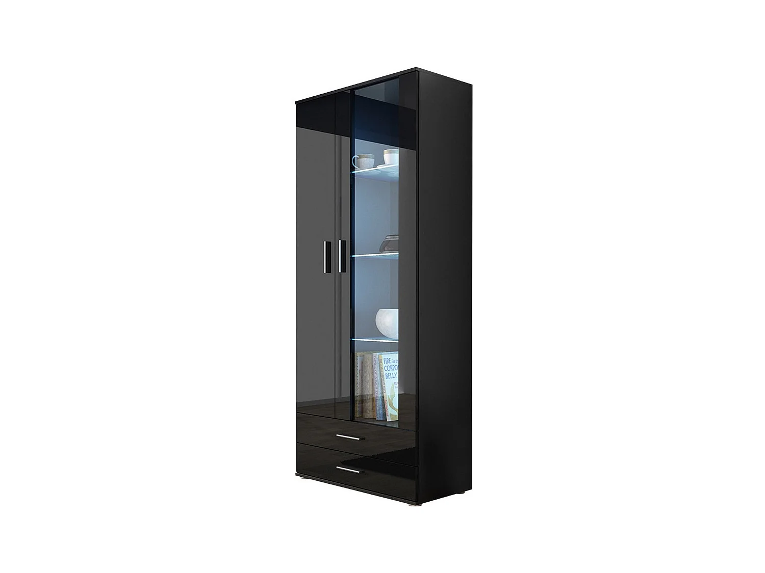 Étagère Tornola 105, Avec des portes|Fermé|Avec tiroirs, Stratifié|Verre, 192x80x41cm