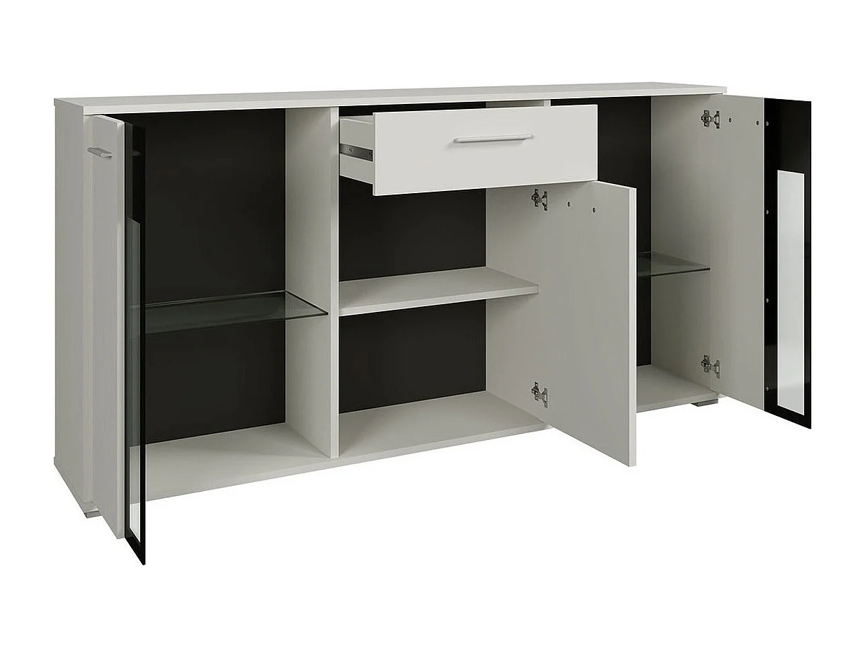 Commode Tucson 114, Blanc|Chêne Artisan, Tiroirs et portes, Nombre de tiroirs: 1, 80x41cm