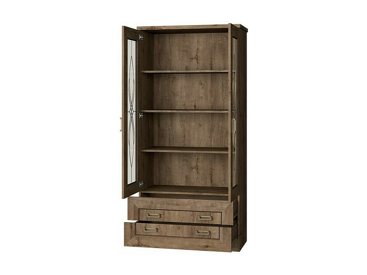 Estantería Lircava 107, Con cajones|Con puertas|Cerrable, Vidrio|Aglomerado laminado,