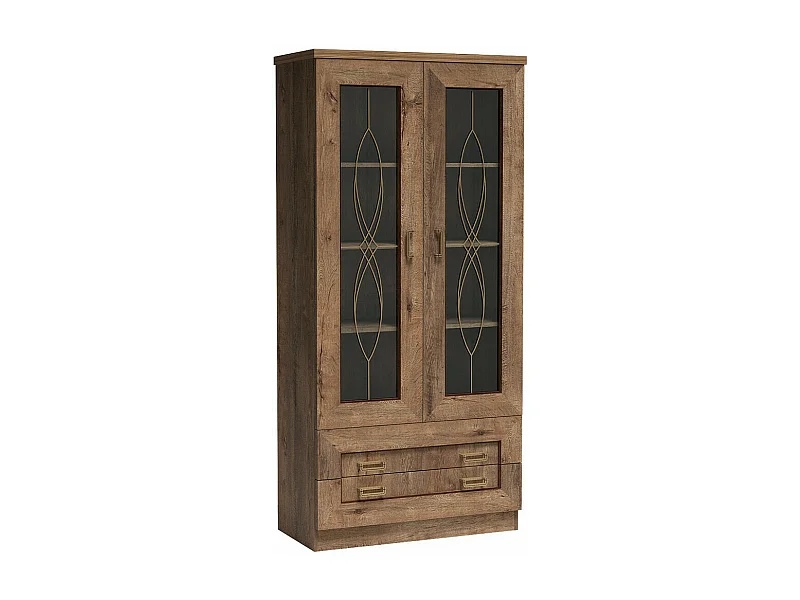 Estantería Lircava 107, Con cajones|Con puertas|Cerrable, Vidrio|Aglomerado laminado,