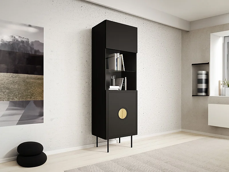 Estante Domromi 104, Com portas, Vidro temperado, 190x60x40cm