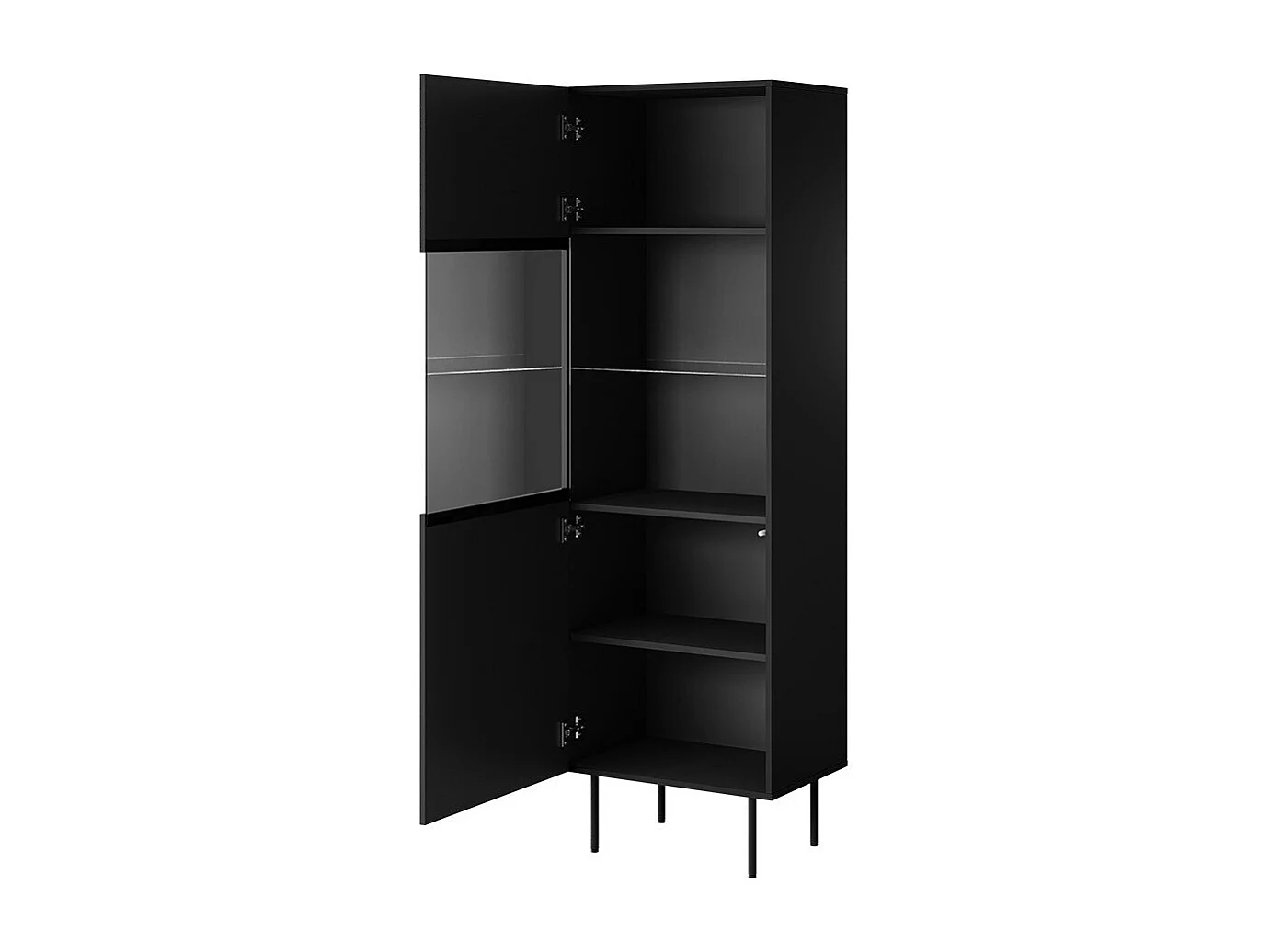 Estante Domromi 104, Com portas, Vidro temperado, 190x60x40cm